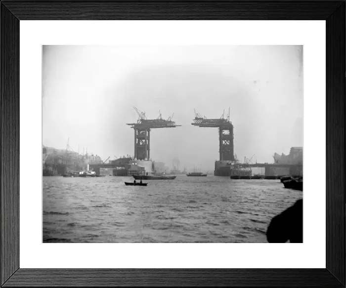 Framed Print : Print of Tower Bridge under construction, circa 1889 Framed Print : Print of Tower Bridge under construction, circa 1889