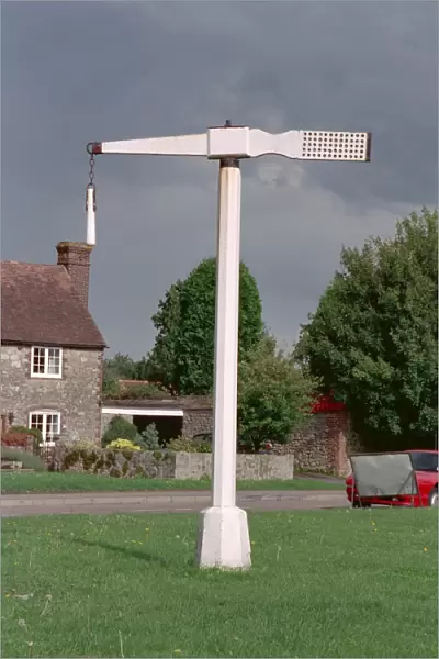 Quintain. Tilting pole, would have been used by knights to practise swordstrokes