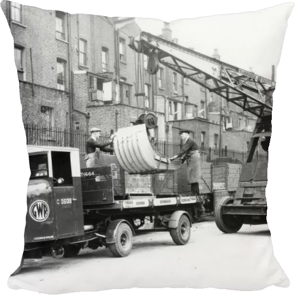 Scammel being loaded with Anderson Air Raid Shelter, West London, 1939