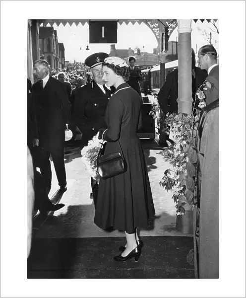Royal Tour of West Country - The Queen at Launceston Station, 9th May 1956