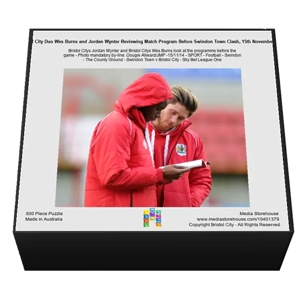 Bristol City Duo Wes Burns and Jordan Wynter Reviewing Match Program Before Swindon Town Clash, 15th November 2014