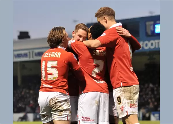 Bristol City's Scott Wagstaff Scores and Celebrates with Team Mates against Gillingham (December 2014)