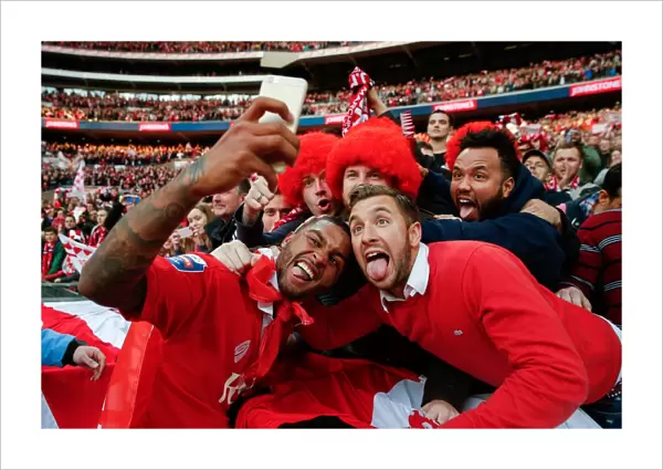 Bristol City Football Club Celebrates Johnstones Paint Trophy Win with Fans: Mark Little's Selfie Moment at Wembley Stadium