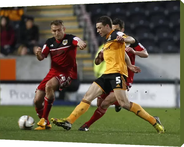 Bristol City's Liam Kelly Tackles Hull City's James Chester in Championship Clash, 2013