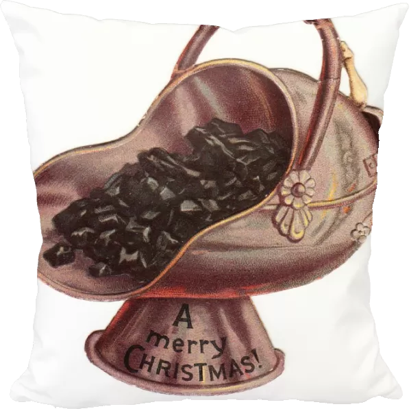 Christmas card in the shape of a coal scuttle