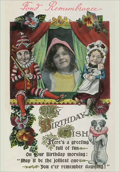 Delightful Edwardian Birthday Postcard - Mr Punch