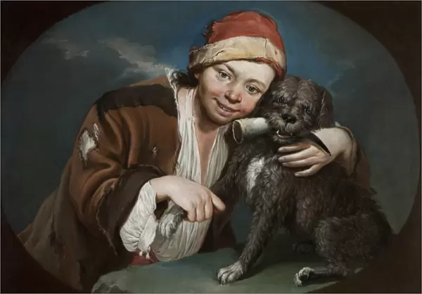 Boy with pet dog