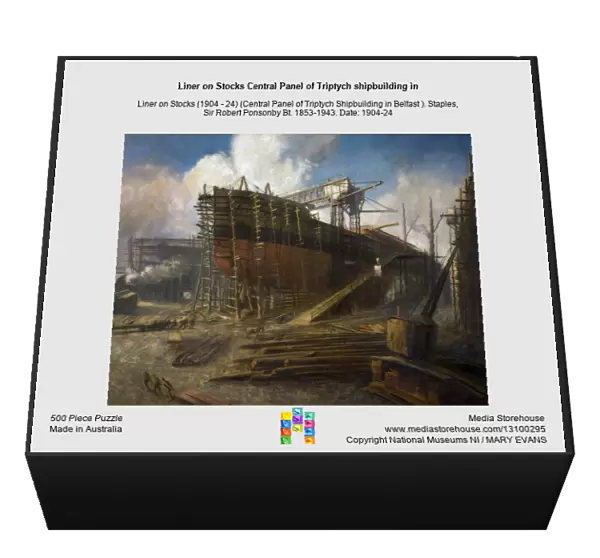 Liner on Stocks Central Panel of Triptych shipbuilding in
