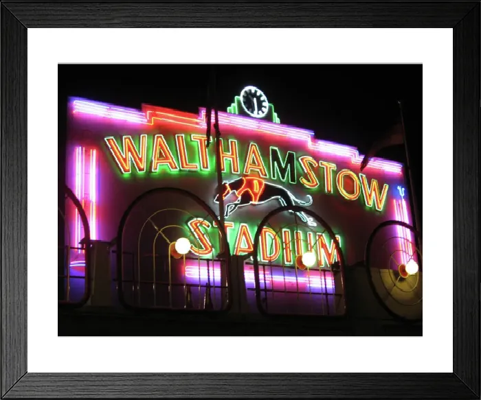 Framed Print : Neon Frontage Print of Walthamstow Stadium Framed Print : Neon Frontage Print of Walthamstow Stadium