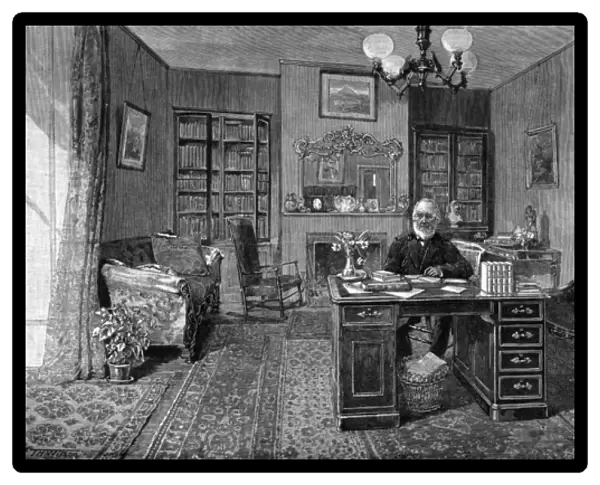 WHITTIER. JOHN GREENLEAF WHITTIER American poet in his study in 1892 Date: 1807 - 1892
