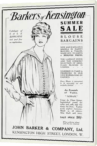 Advert for Barkers of Kensington blouses 1914