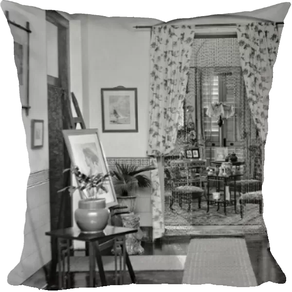 Domestic interior with beaded curtain