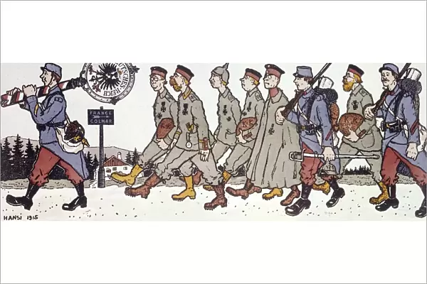 French cartoon, German prisoners, WW1