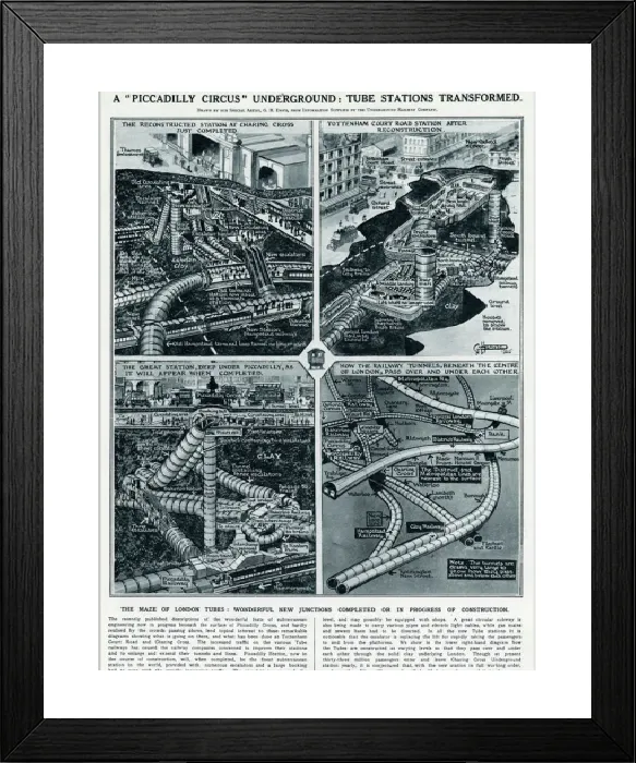 Framed Print : 1927 Print: London Tube Stations Transformed Framed Print : 1927 Print: London Tube Stations Transformed