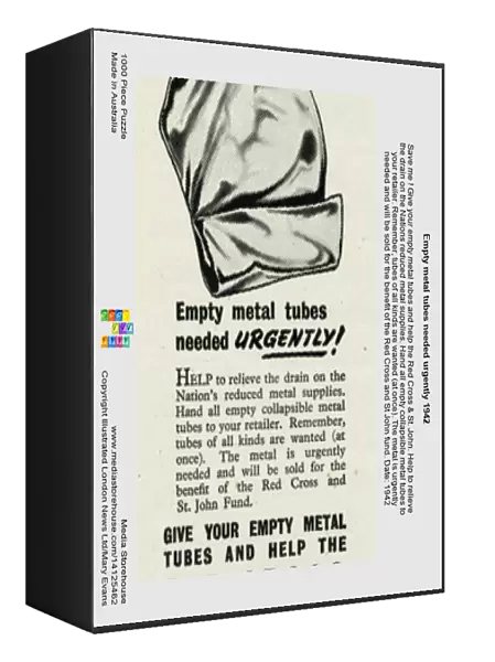 Empty metal tubes needed urgently 1942
