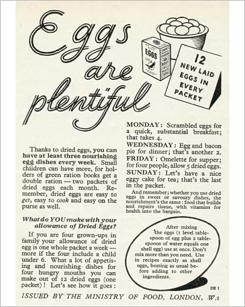Advert for the Ministry of Food 1944