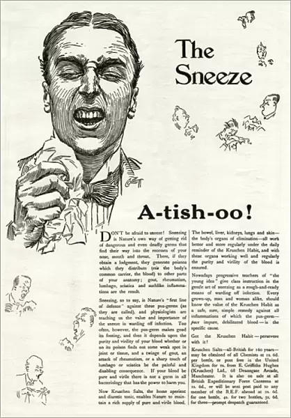 Advert for kruschen saits - a-tish-oo! 1918