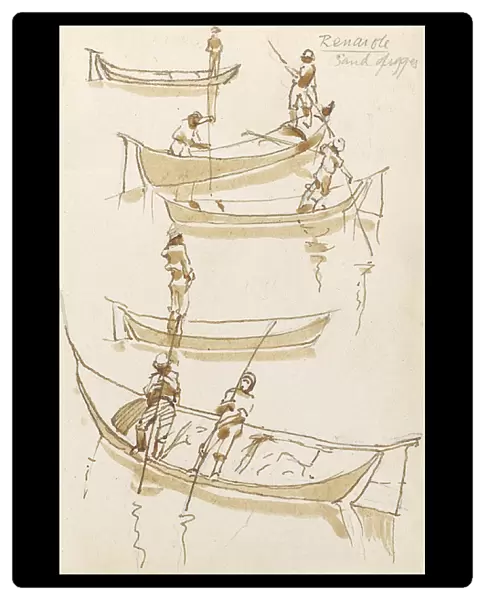 Sketch of people in boats