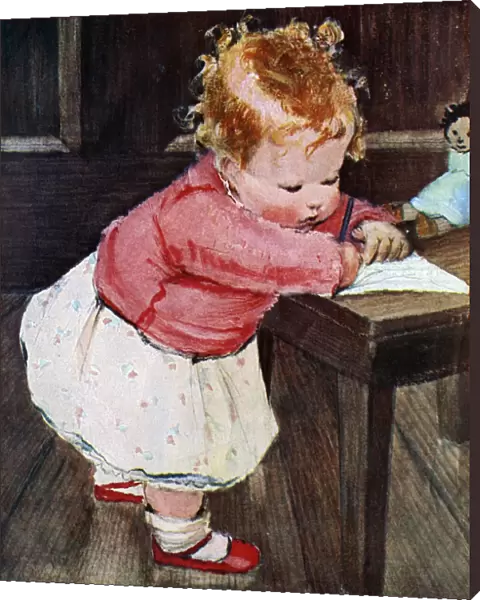 Little girl writing by Muriel Dawson