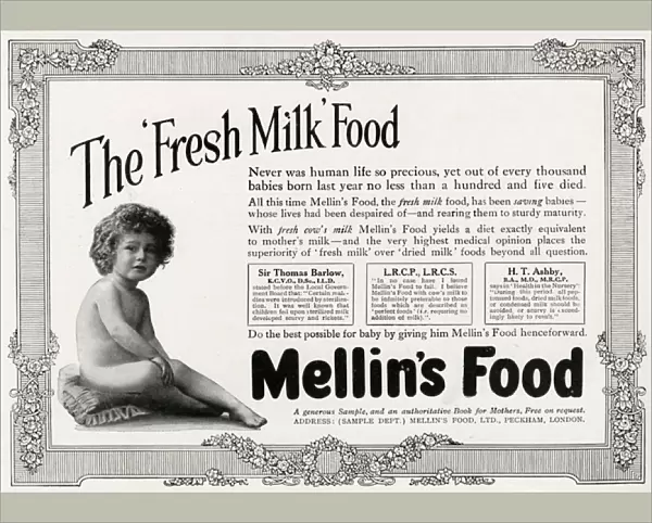 Advert Mellins fresh milk for babies