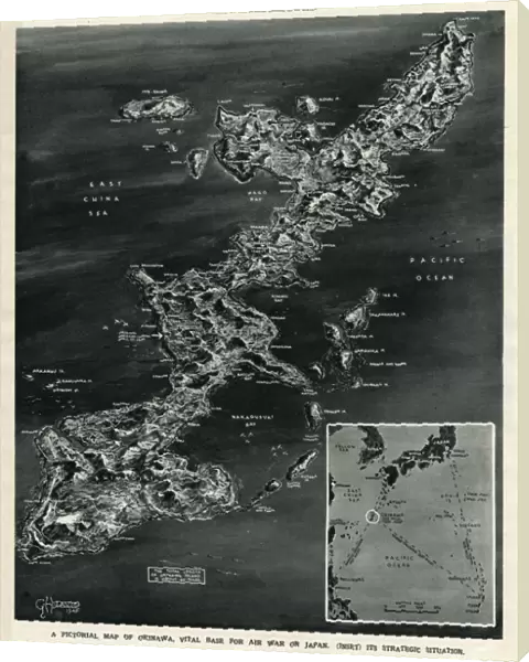 Map of Okinawa island by G. H. Davis
