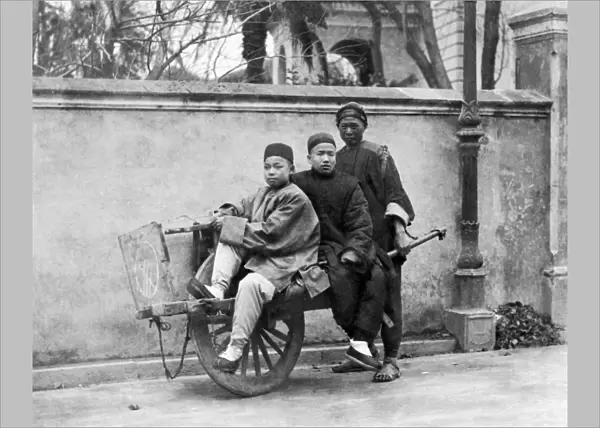 Riding on a wheelbarrow, China