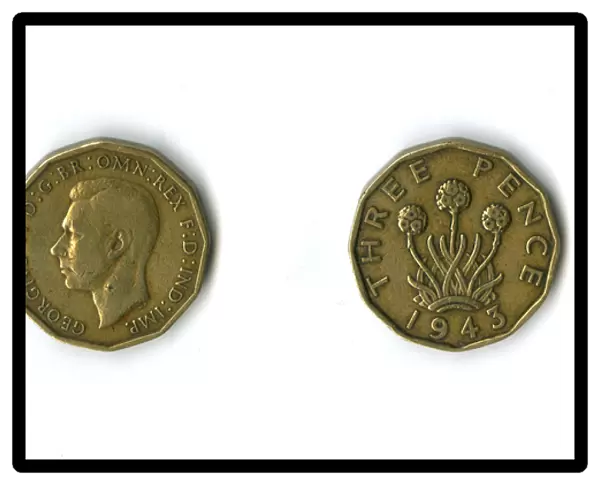 British coin, George VI threepenny bit