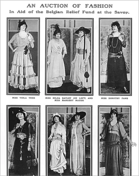 An auction of fashion in aid of Belgian Relief Fund, WW1