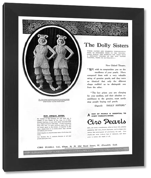 Ciro pearls advertisement with Dolly Sisters