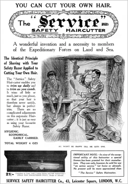 The Service Safety Haircutter, WW1 advertisement