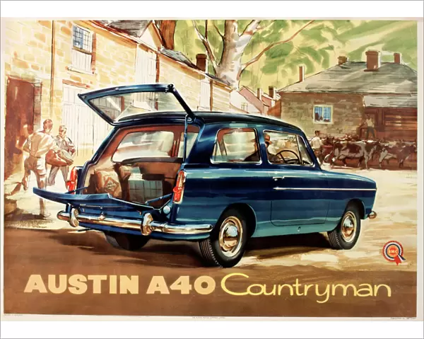 Poster advertising Austin A40 Countryman car