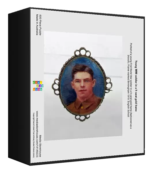Young WWI soldier in a 9 carat gold frame