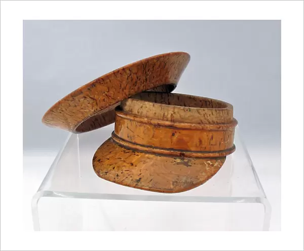 Hand-carved British Army service cap with a detachable top