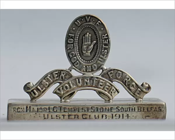 Silver Menu holder - Ulster Volunteer Force badge