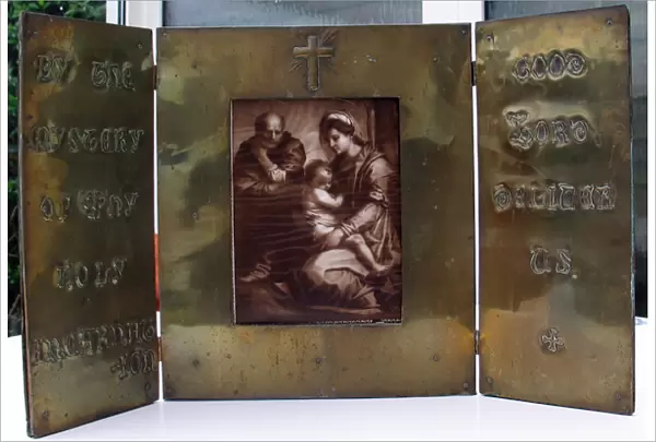 WWI hand-crafted and embossed triptych