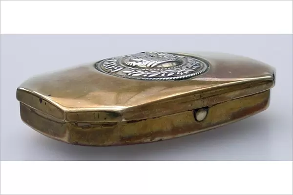 Octagonal hinged tin with a German Gott Mit Uns badge