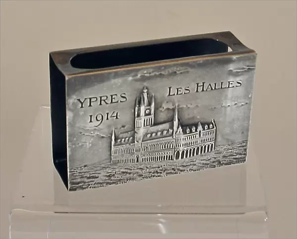 Silver matchbox holder engraved Ypres - Les Halles