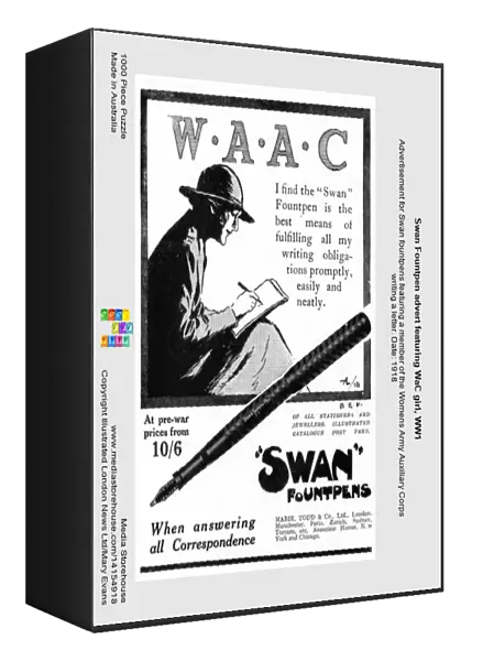 Swan Fountpen advert featuring WaC girl, WW1