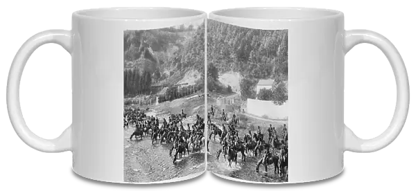 Belgian cavalry watering their horses