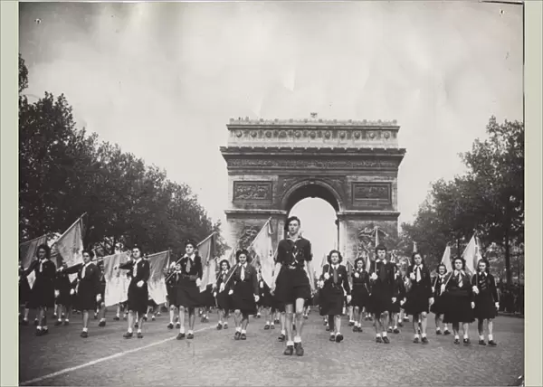 French Girl Guides on parade, St Georges Day, Paris