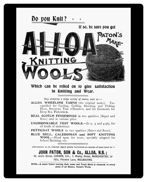 Alloa knitting wools by John Patons, 1899
