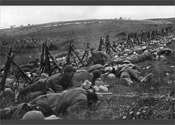 British troops bivouacked before attack on the Somme, WW1