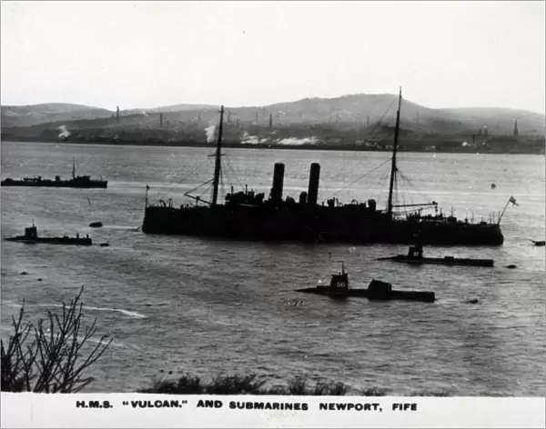 HMS Vulcan and C-class submarines, Newport, Fife