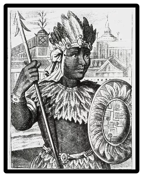 Portrait of Montezuma II. Engraving
