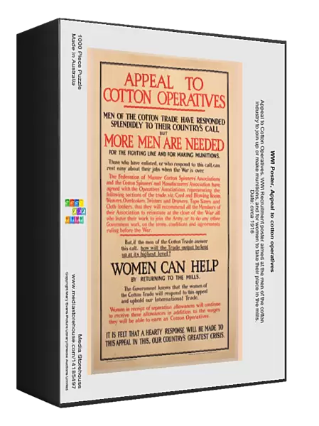 WWI Poster, Appeal to cotton operatives