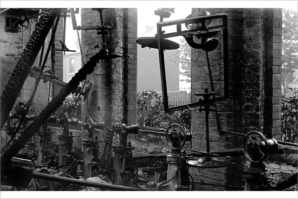 Hat factory machinery after fire