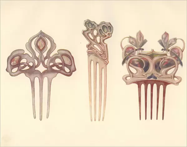 British art nouveau hair combs by BJ Barrie