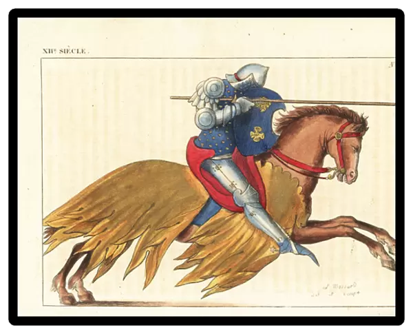 French cavalry charging with lance, 12th century