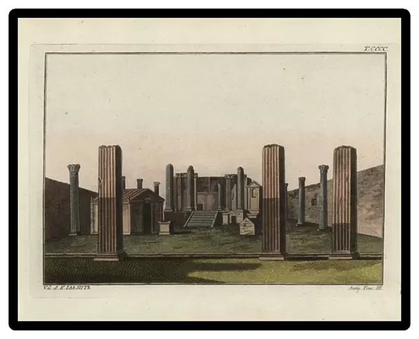 Ruins of the Temple of Isis in Pompeii with altar