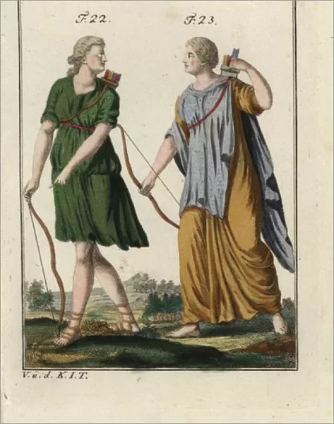 Diana the hunter with bow and arrow, and Dido